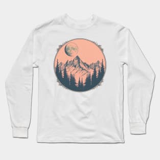 Vintage Mountain Scene Long Sleeve T-Shirt